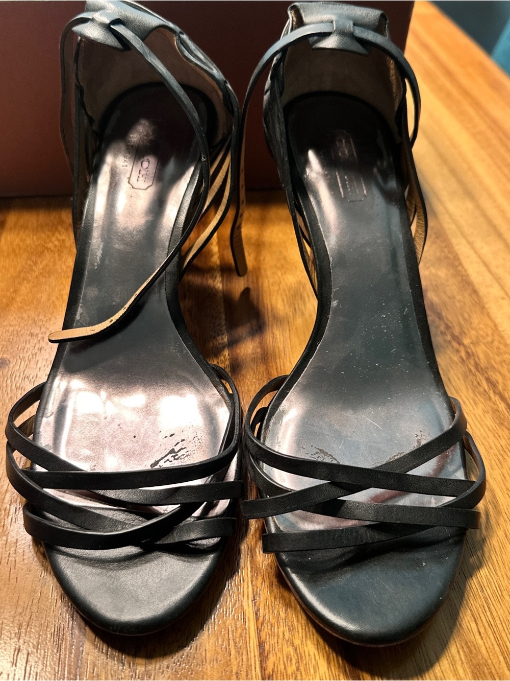Coach Black Strappy High-Heel Sandals